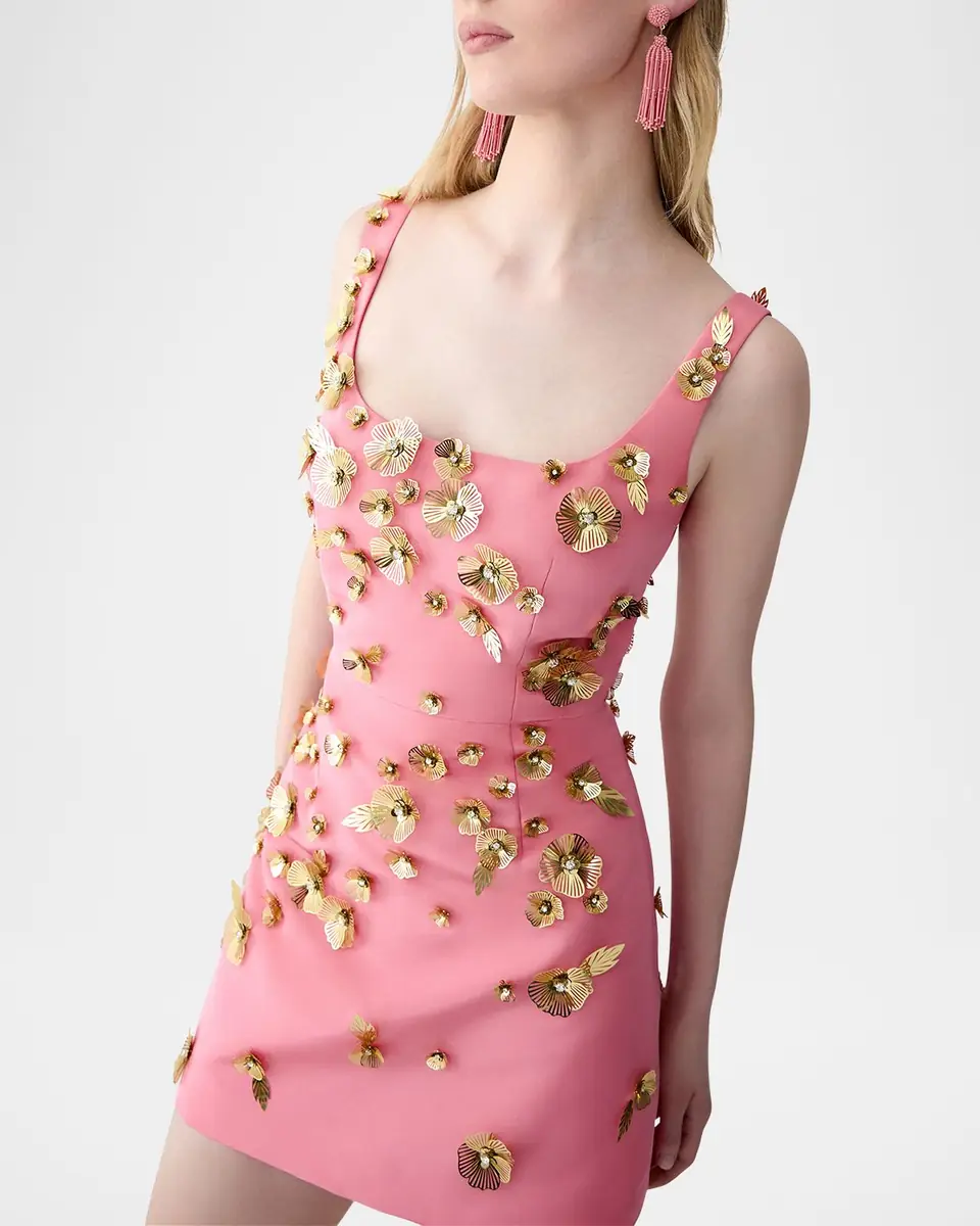 Carolina Herrera Crystal Flower Applique Sleeveless Mini Dress | Thumbnail 4 Carolina Herrera Crystal Flower Applique Sleeveless Mini Dress | Thumbnail 4