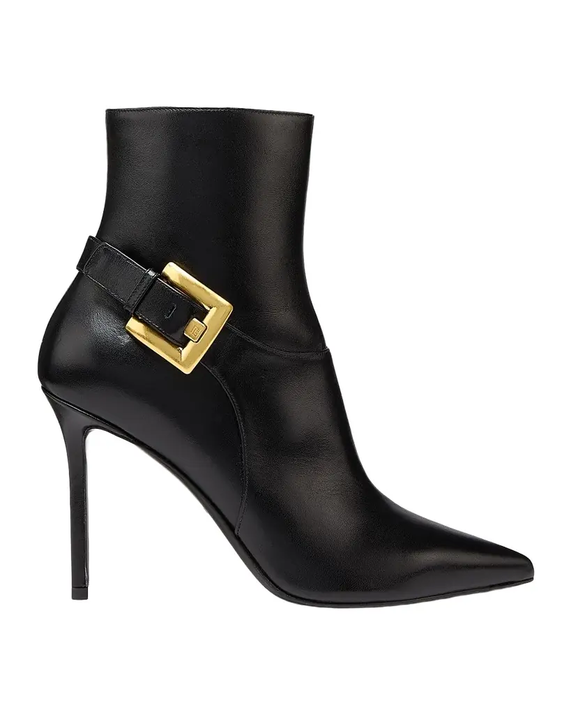 Balmain 85mm Buckle Leather Ankle Booties | Image 1 Balmain 85mm Buckle Leather Ankle Booties | Image 1