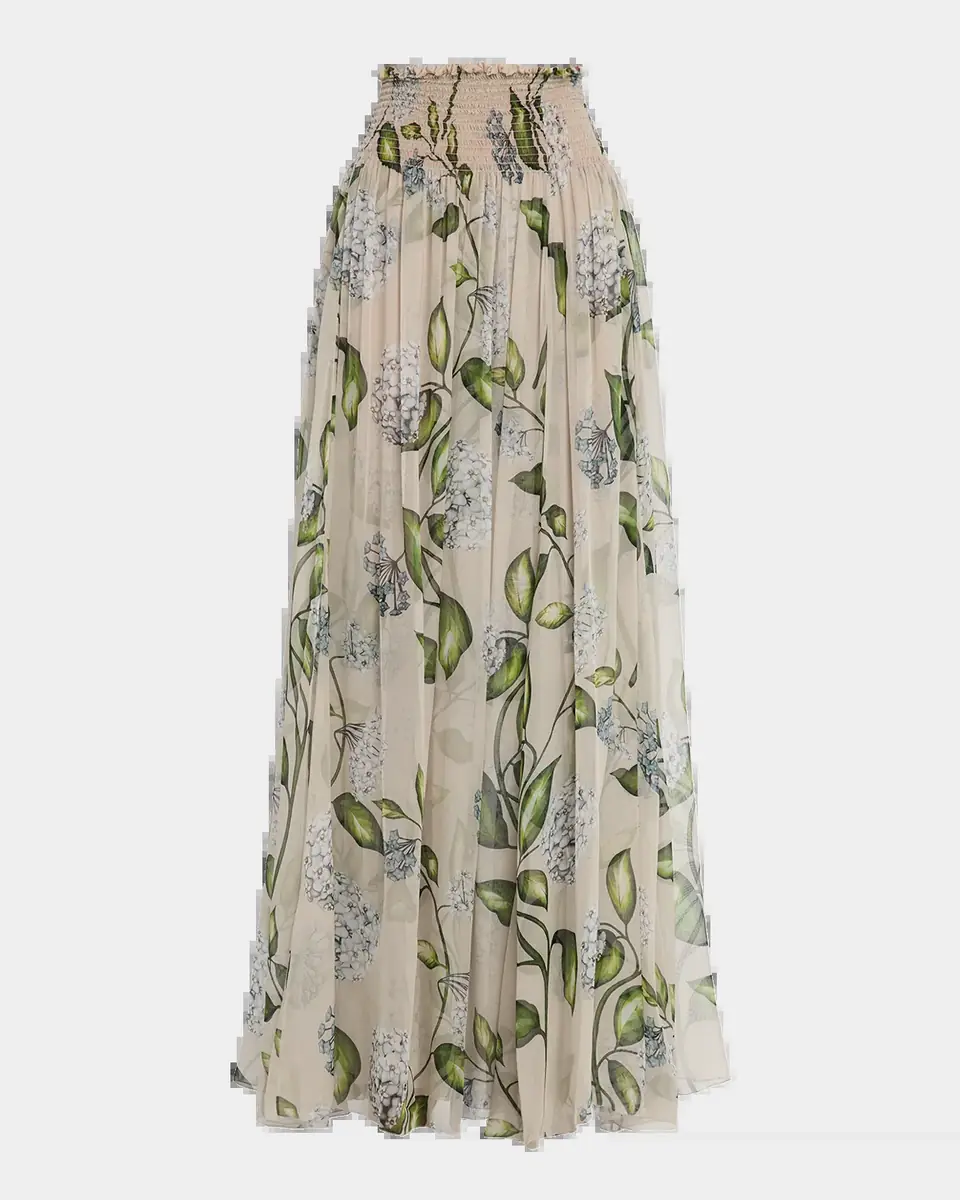 Oscar de la Renta Porcelain Flower Chiffon Maxi Skirt | Thumbnail 2 Oscar de la Renta Porcelain Flower Chiffon Maxi Skirt | Thumbnail 2