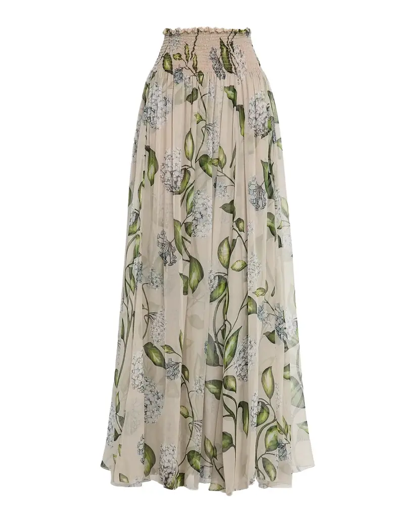 Oscar de la Renta Porcelain Flower Chiffon Maxi Skirt | Image 1 Oscar de la Renta Porcelain Flower Chiffon Maxi Skirt | Image 1
