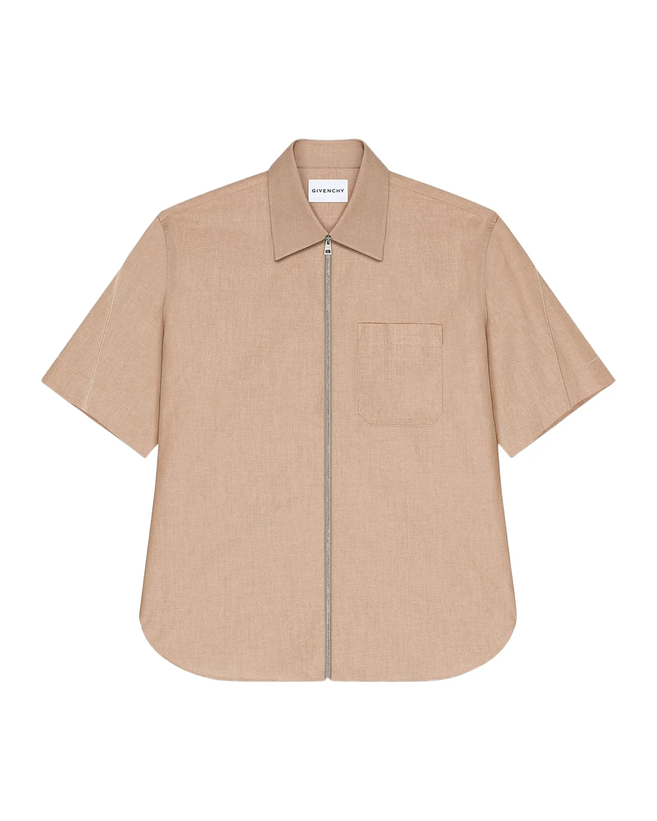 Givenchy Men's Point Collar Full-Zip Short-Sleeve Shirt