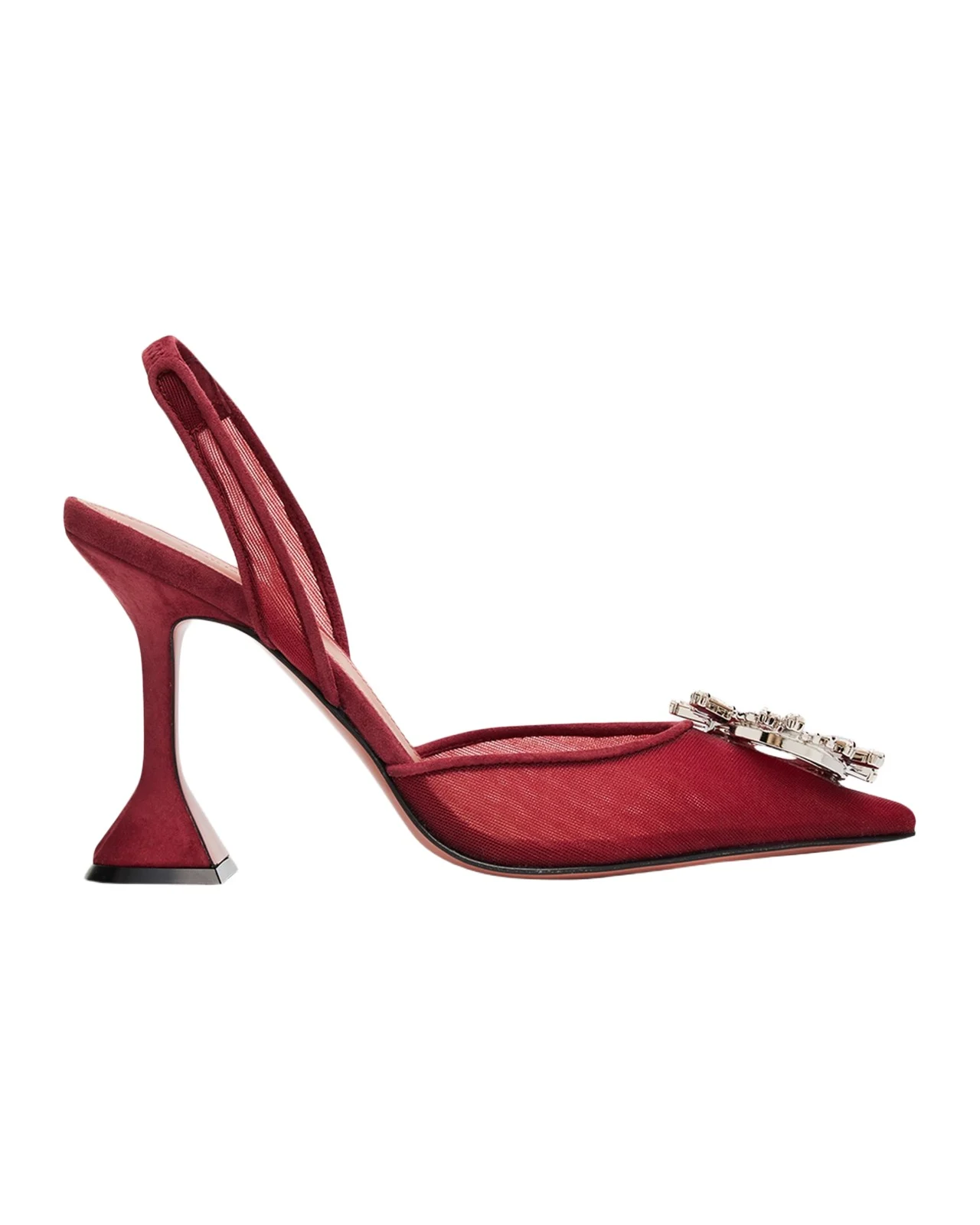 95mm Begum Mesh Crystal Slingback Pumps