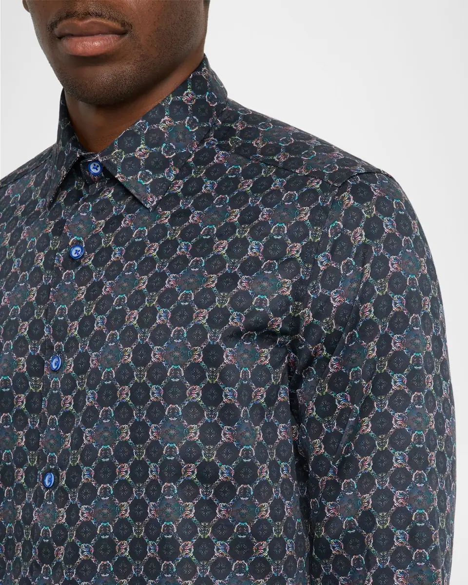 Robert Graham Men's Bramston Medallion Satin Button-Down Shirt | Thumbnail 5 Robert Graham Men's Bramston Medallion Satin Button-Down Shirt | Thumbnail 5
