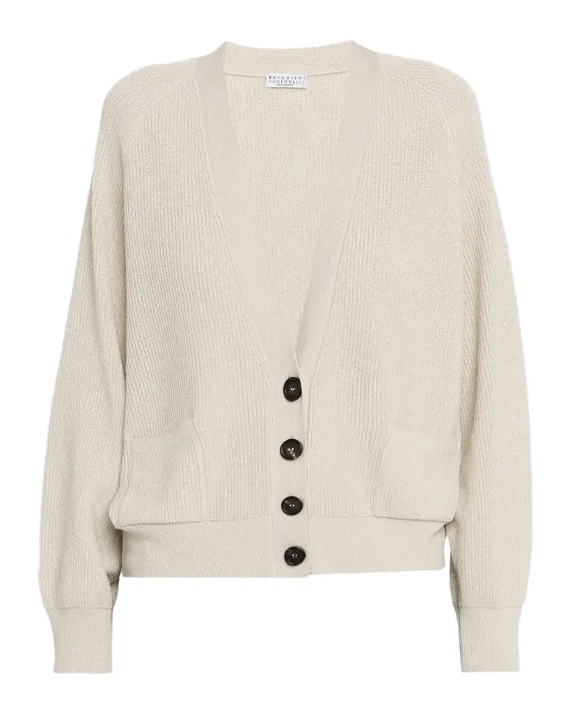 Sparkling Wool Rib V-Neck Cardigan Sparkling Wool Rib V-Neck Cardigan
