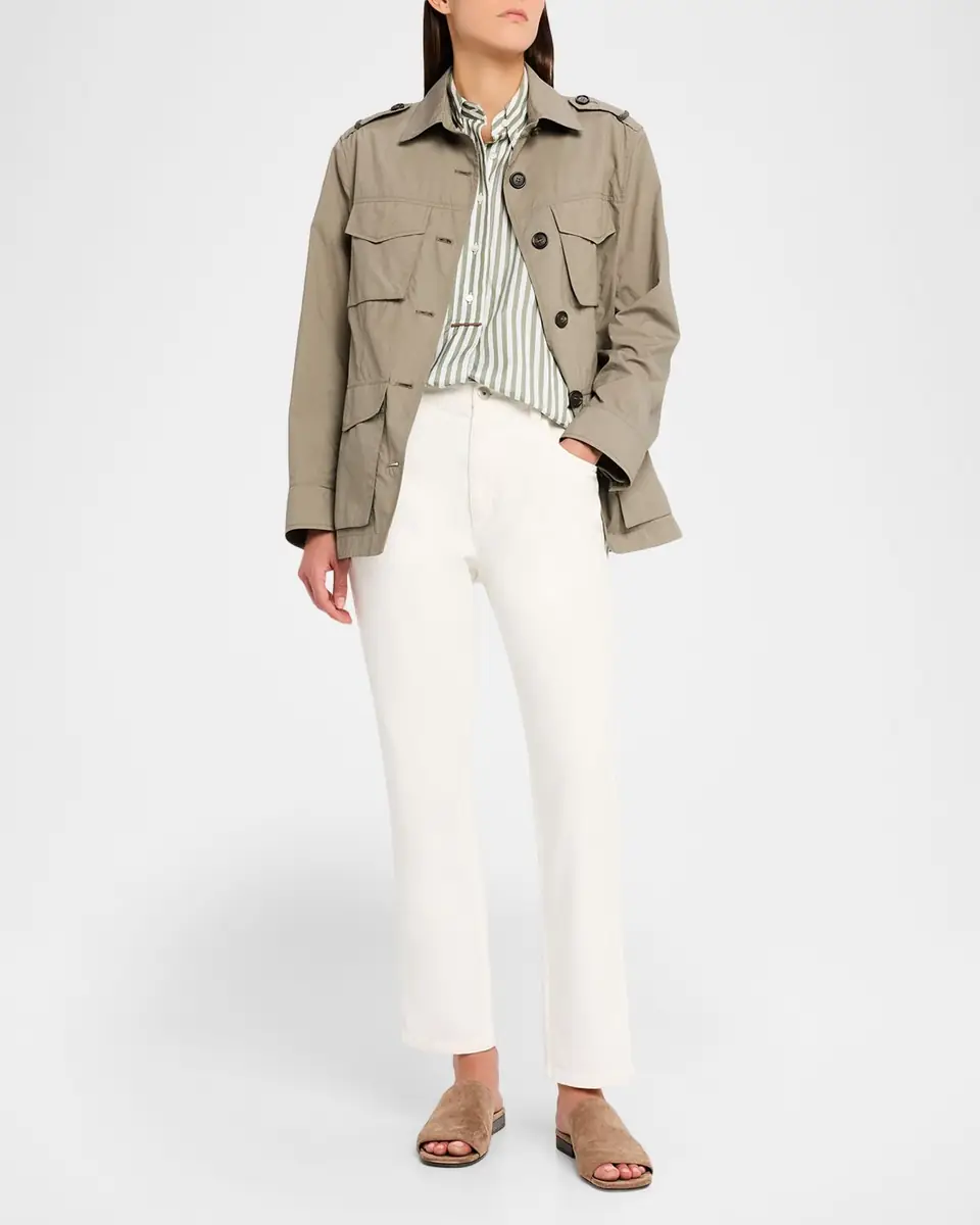 Brunello Cucinelli Mid-Rise Cotton Bull Straight-Leg Ankle Jeans | Thumbnail 2 Brunello Cucinelli Mid-Rise Cotton Bull Straight-Leg Ankle Jeans | Thumbnail 2