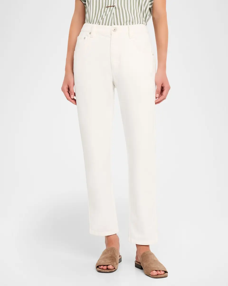 Brunello Cucinelli Mid-Rise Cotton Bull Straight-Leg Ankle Jeans | Thumbnail 4 Brunello Cucinelli Mid-Rise Cotton Bull Straight-Leg Ankle Jeans | Thumbnail 4