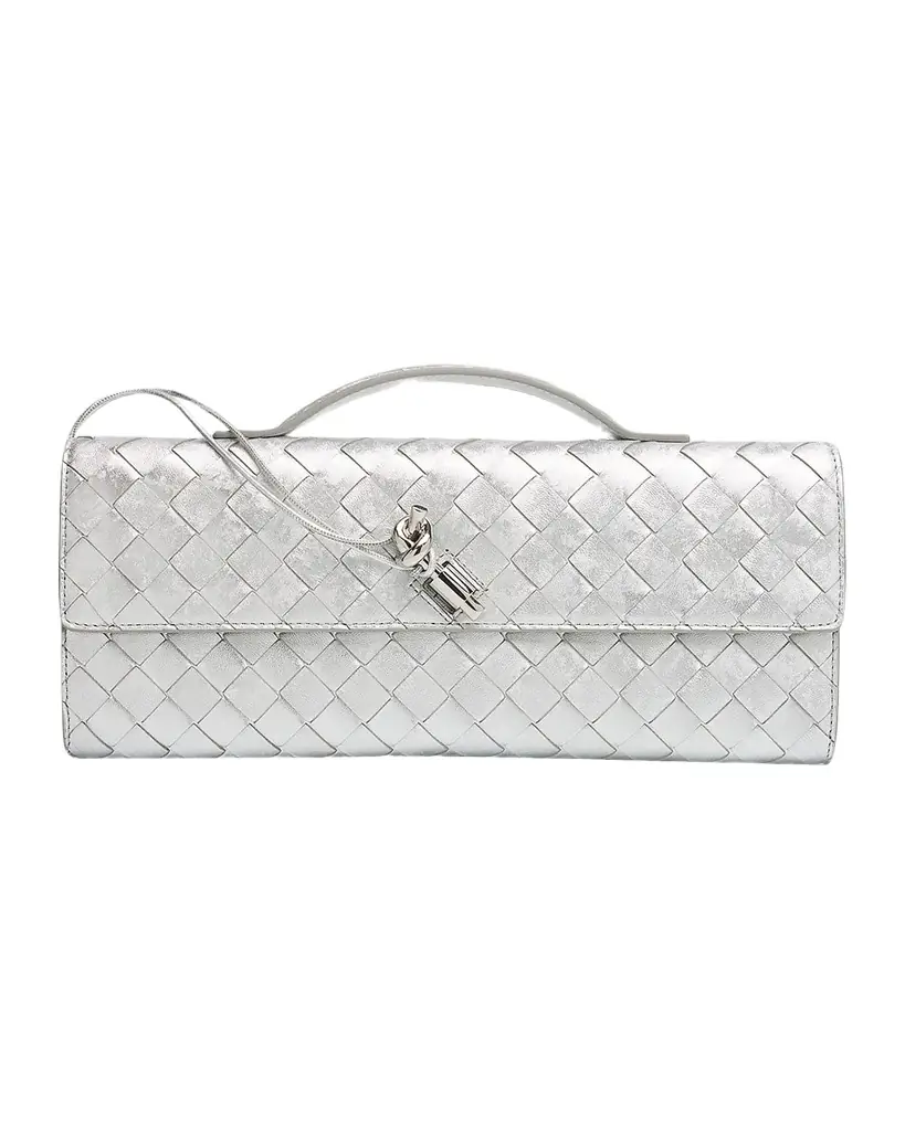 Bottega Veneta Andiamo Laminated Leather Clutch Bag | Image 1 Bottega Veneta Andiamo Laminated Leather Clutch Bag | Image 1