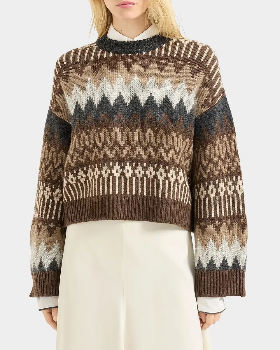 Brunello Cucinelli Fair Isle Paillette Cashmere Crewneck Sweater | Thumbnail 4 Brunello Cucinelli Fair Isle Paillette Cashmere Crewneck Sweater | Thumbnail 4
