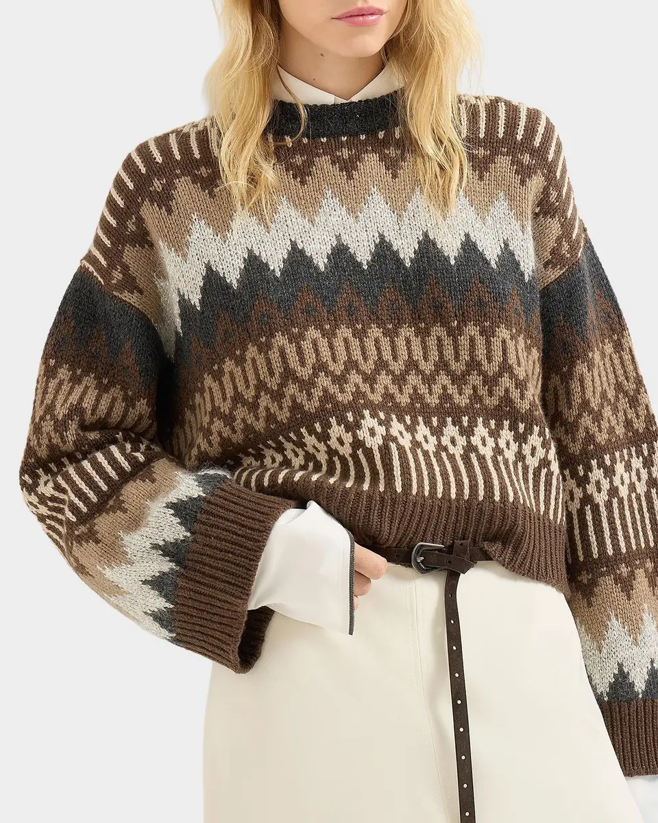 Brunello Cucinelli Fair Isle Paillette Cashmere Crewneck Sweater | Thumbnail 5 Brunello Cucinelli Fair Isle Paillette Cashmere Crewneck Sweater | Thumbnail 5