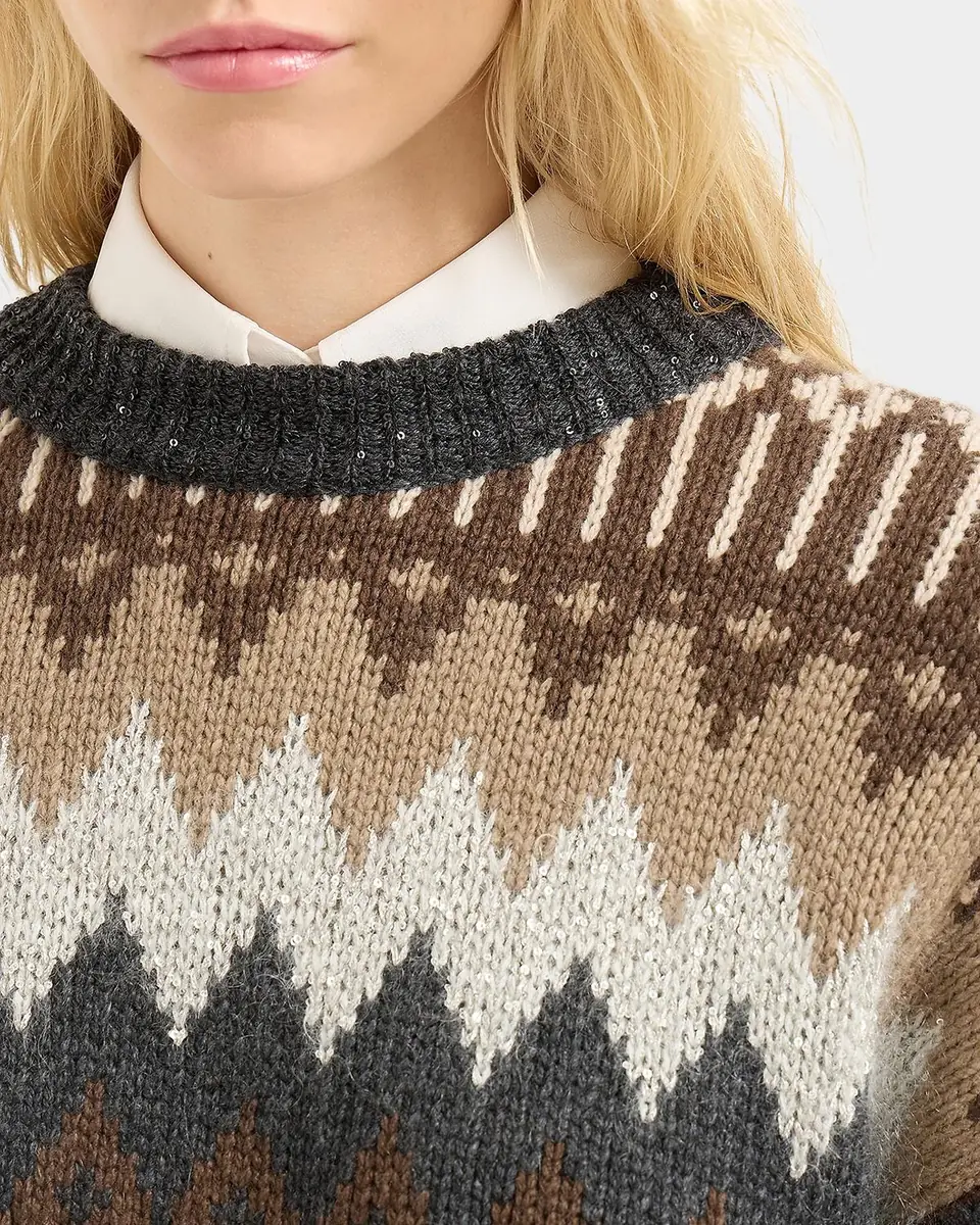 Brunello Cucinelli Fair Isle Paillette Cashmere Crewneck Sweater | Thumbnail 6 Brunello Cucinelli Fair Isle Paillette Cashmere Crewneck Sweater | Thumbnail 6