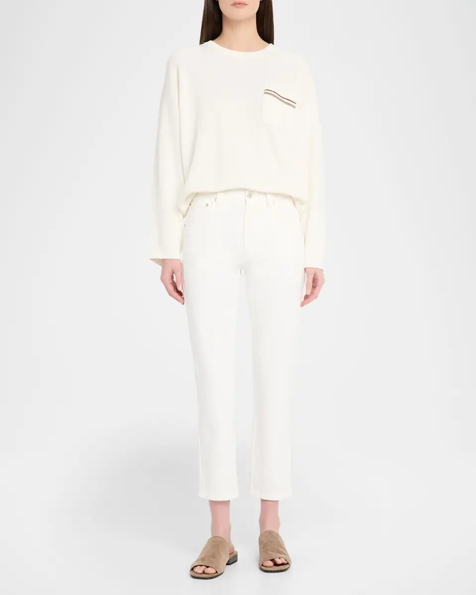 Brunello Cucinelli Monili-Pocket Cotton English Rib Crewneck Sweater | Thumbnail 2 Brunello Cucinelli Monili-Pocket Cotton English Rib Crewneck Sweater | Thumbnail 2