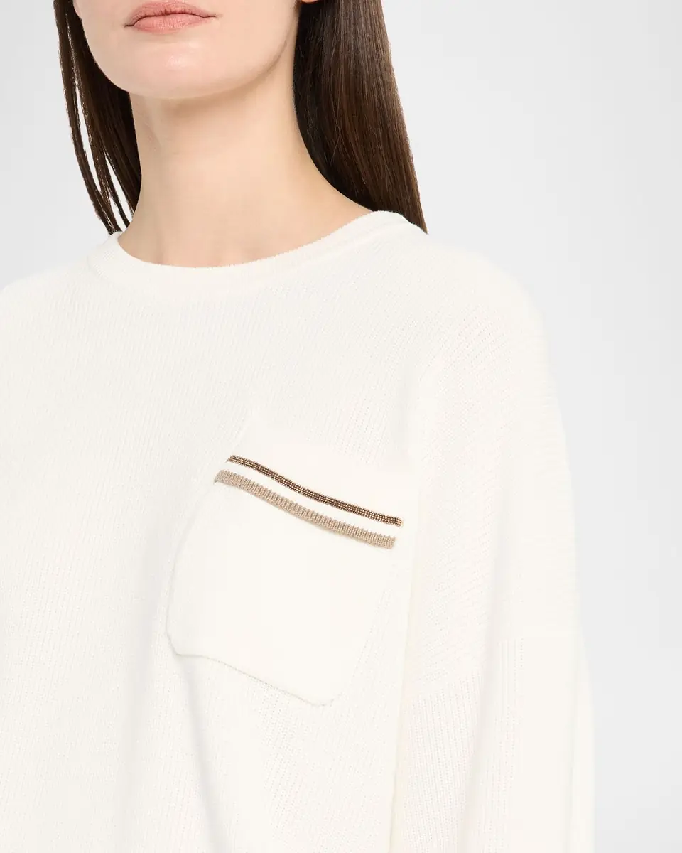 Brunello Cucinelli Monili-Pocket Cotton English Rib Crewneck Sweater | Thumbnail 5 Brunello Cucinelli Monili-Pocket Cotton English Rib Crewneck Sweater | Thumbnail 5