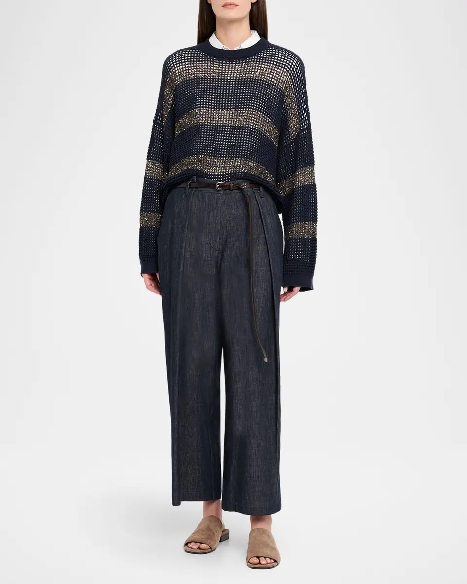 Brunello Cucinelli Pleated Straight-Leg Ankle Jeans | Thumbnail 2 Brunello Cucinelli Pleated Straight-Leg Ankle Jeans | Thumbnail 2