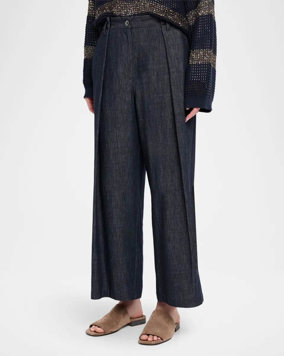 Brunello Cucinelli Pleated Straight-Leg Ankle Jeans | Thumbnail 4 Brunello Cucinelli Pleated Straight-Leg Ankle Jeans | Thumbnail 4