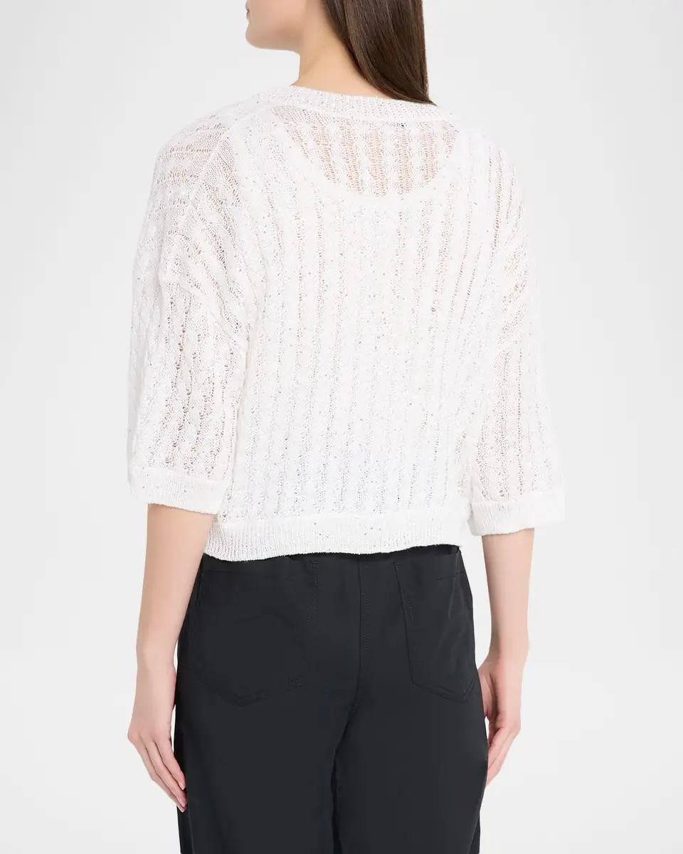 Brunello Cucinelli Linen Pailette Charming Cable-Knit Cardigan | Thumbnail 3 Brunello Cucinelli Linen Pailette Charming Cable-Knit Cardigan | Thumbnail 3