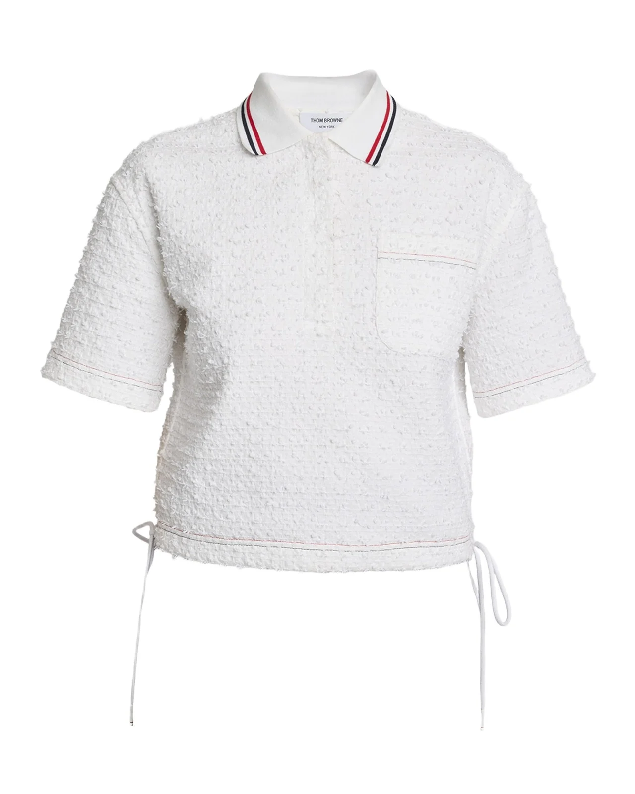 Drawstring Hem Crop Polo Shirt