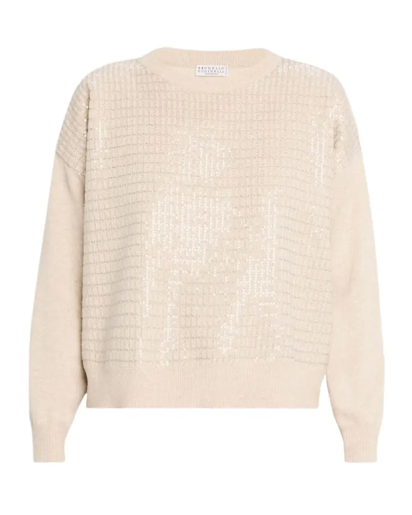Brunello Cucinelli Sequined Cashmere Crewneck Sweater | Image 1 Brunello Cucinelli Sequined Cashmere Crewneck Sweater | Image 1