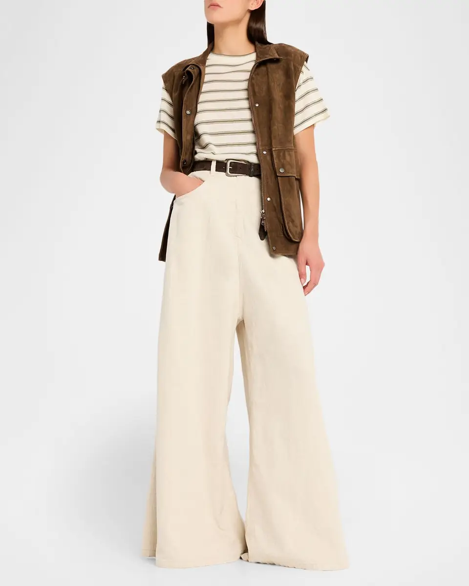 Brunello Cucinelli Garment Dyed Twill Maxi Wide-Leg Jeans | Thumbnail 2