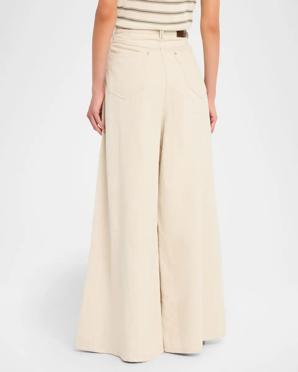 Brunello Cucinelli Garment Dyed Twill Maxi Wide-Leg Jeans | Thumbnail 3