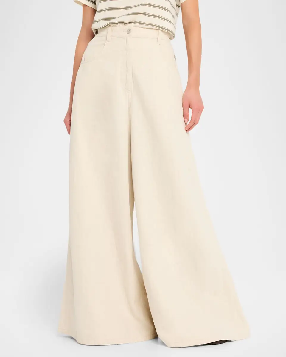 Brunello Cucinelli Garment Dyed Twill Maxi Wide-Leg Jeans | Thumbnail 4