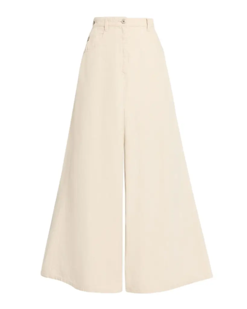 Brunello Cucinelli Garment Dyed Twill Maxi Wide-Leg Jeans