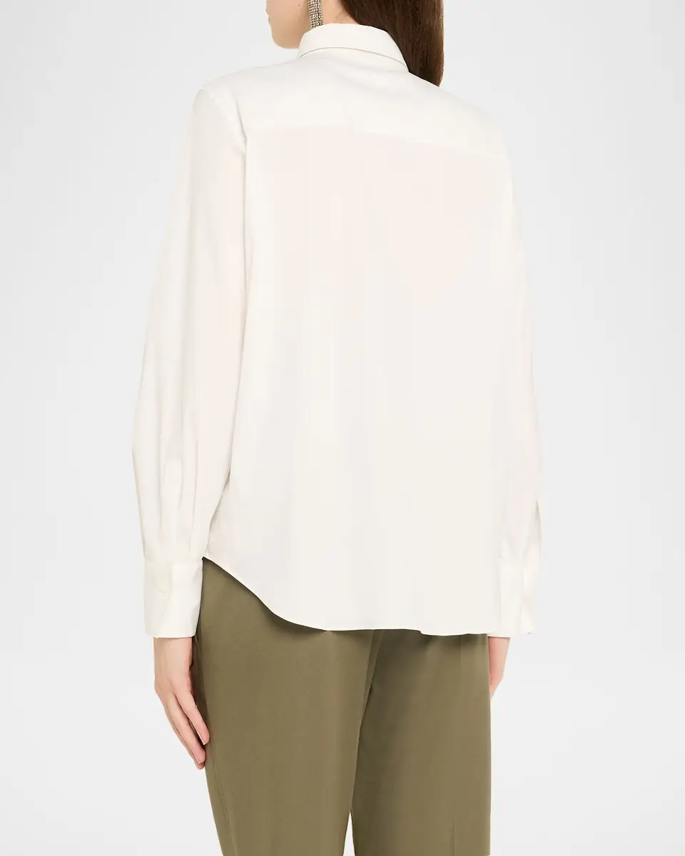 Brunello Cucinelli Monili-Trim Cotton Poplin Button-Down Shirt | Thumbnail 3