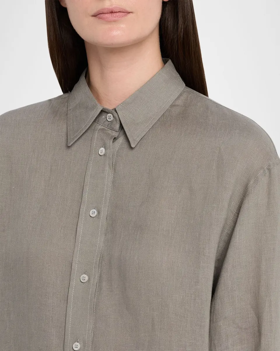 Brunello Cucinelli Linen Long-Sleeve Button-Down Shirt | Thumbnail 5 Brunello Cucinelli Linen Long-Sleeve Button-Down Shirt | Thumbnail 5