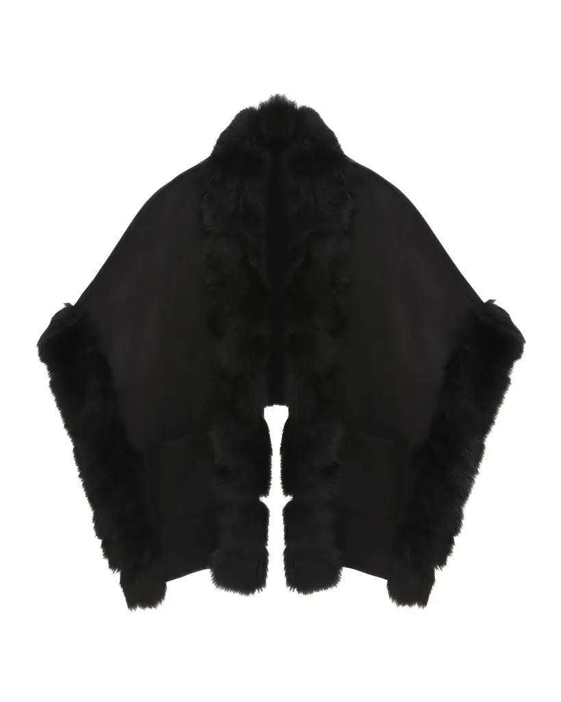 Gorski Reversible Loro Piana Cashmere-Wool Shawl with Merinillo Lamb Shearling Trim | Image 1 Gorski Reversible Loro Piana Cashmere-Wool Shawl with Merinillo Lamb Shearling Trim | Image 1