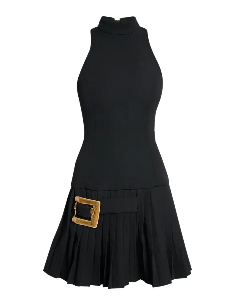 Balmain Belted Pleated Halter Mini Dress | Image 1 Balmain Belted Pleated Halter Mini Dress | Image 1