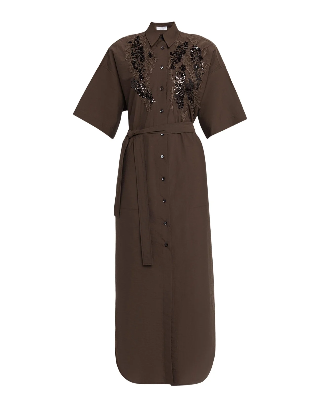 Sequin Embroidered Cotton Poplin Midi Shirtdress Sequin Embroidered Cotton Poplin Midi Shirtdress