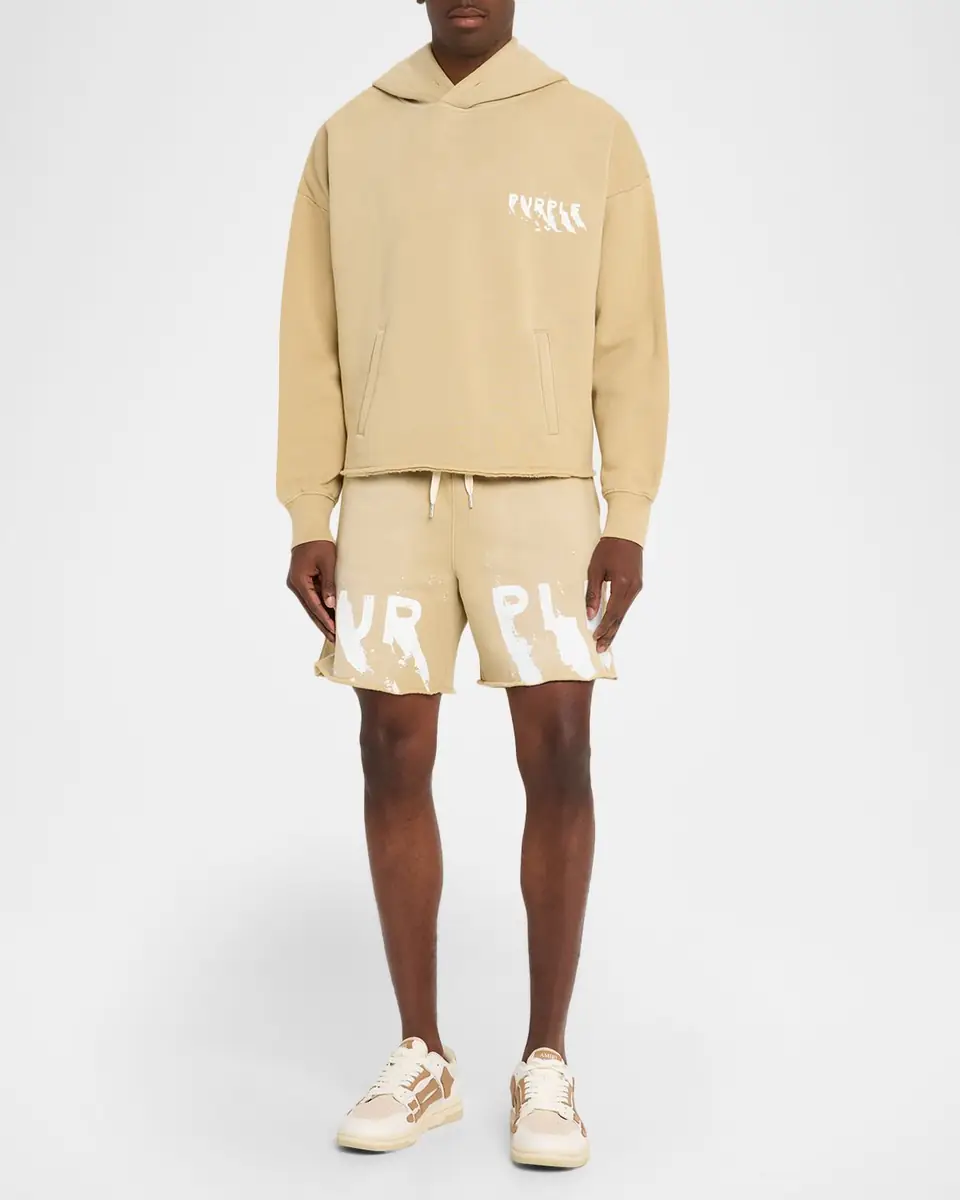 PURPLE Men's Painted Logo Fleece Shorts | Thumbnail 2 PURPLE Men's Painted Logo Fleece Shorts | Thumbnail 2