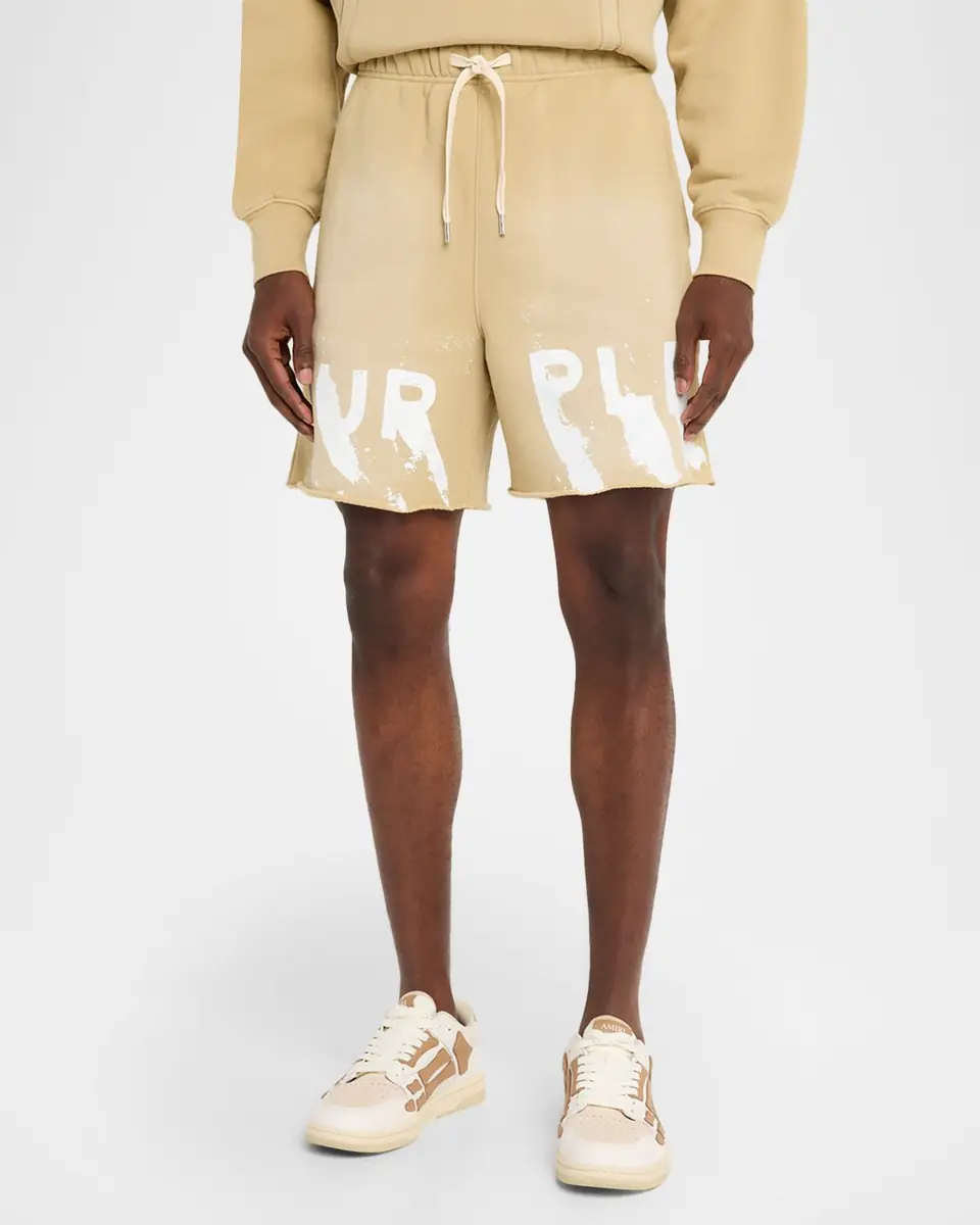 PURPLE Men's Painted Logo Fleece Shorts | Thumbnail 4 PURPLE Men's Painted Logo Fleece Shorts | Thumbnail 4