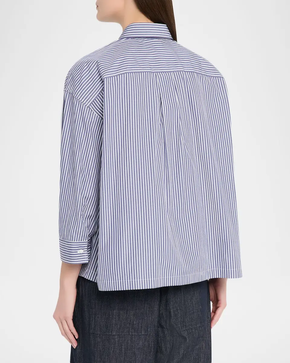 Brunello Cucinelli Striped Cotton Oversized Button-Down Shirt | Thumbnail 3 Brunello Cucinelli Striped Cotton Oversized Button-Down Shirt | Thumbnail 3