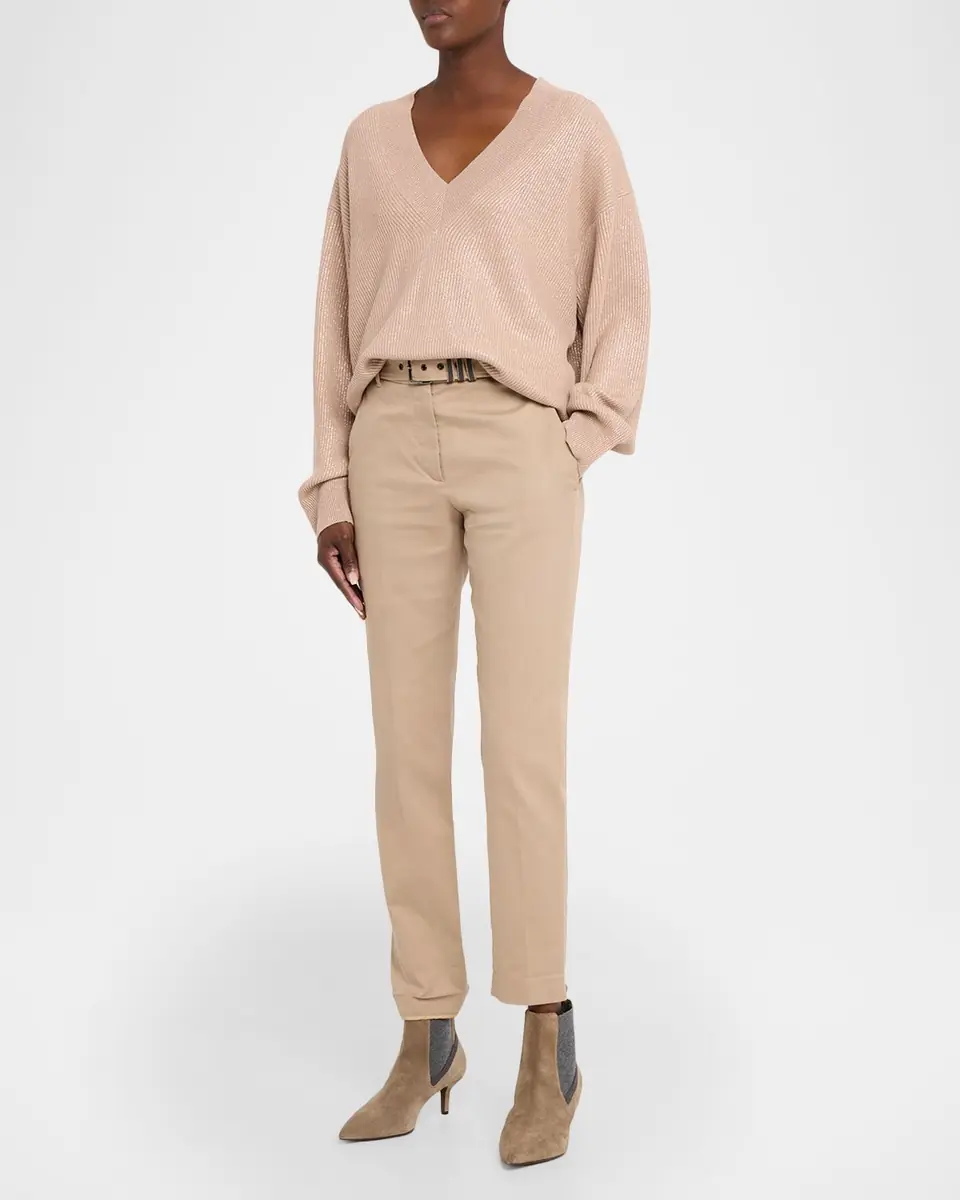 Brunello Cucinelli Sparkling Cashmere Oversized V-Neck Sweater | Thumbnail 2 Brunello Cucinelli Sparkling Cashmere Oversized V-Neck Sweater | Thumbnail 2