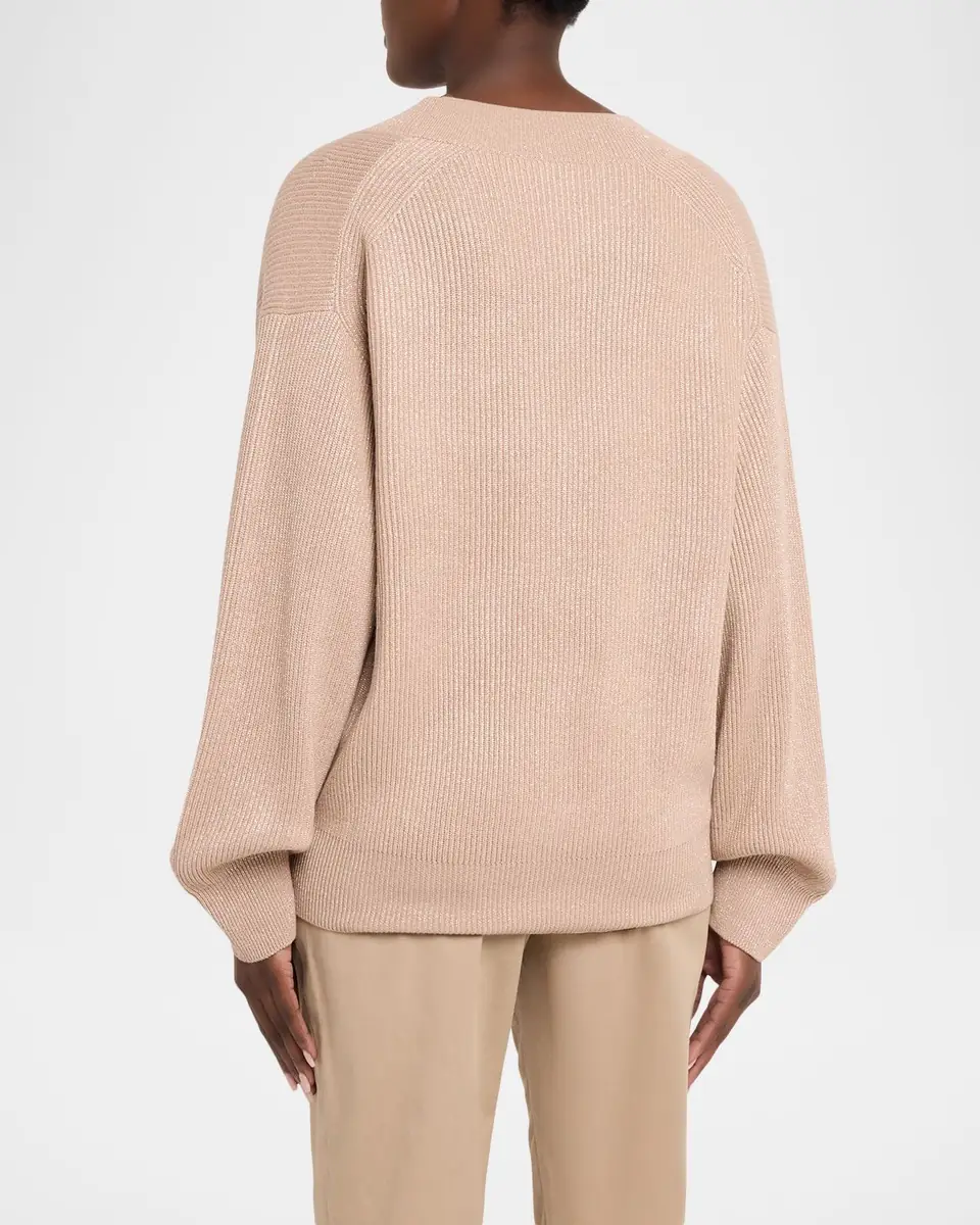 Brunello Cucinelli Sparkling Cashmere Oversized V-Neck Sweater | Thumbnail 3 Brunello Cucinelli Sparkling Cashmere Oversized V-Neck Sweater | Thumbnail 3