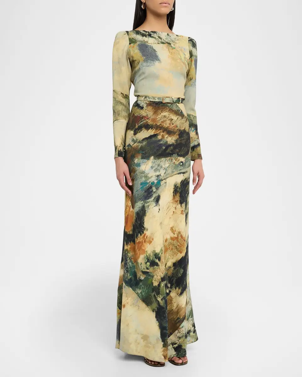 Libertine Modernist Landscape Belted Long-Sleeve Maxi Dress | Thumbnail 4 Libertine Modernist Landscape Belted Long-Sleeve Maxi Dress | Thumbnail 4