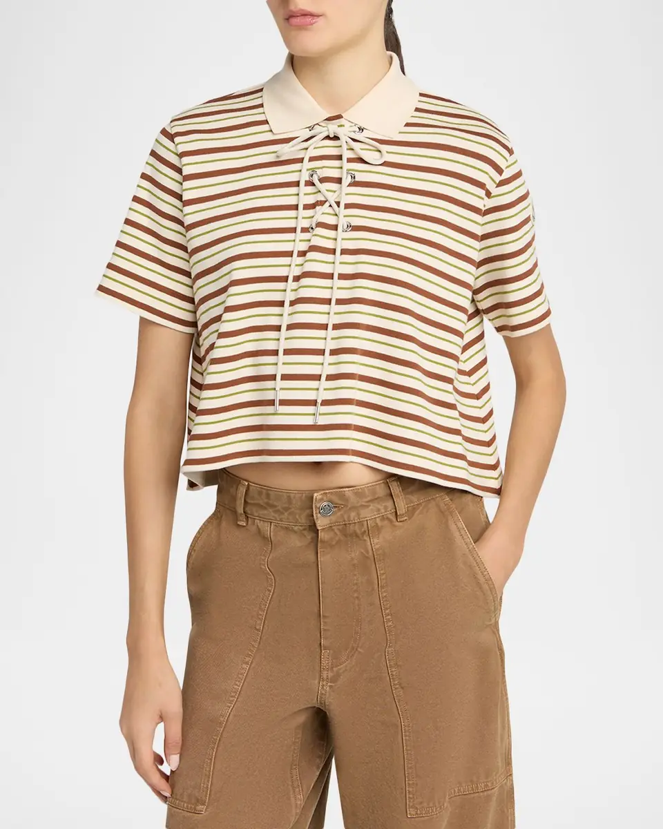 Moncler Lace-Up Stripe Polo Shirt | Thumbnail 4 Moncler Lace-Up Stripe Polo Shirt | Thumbnail 4