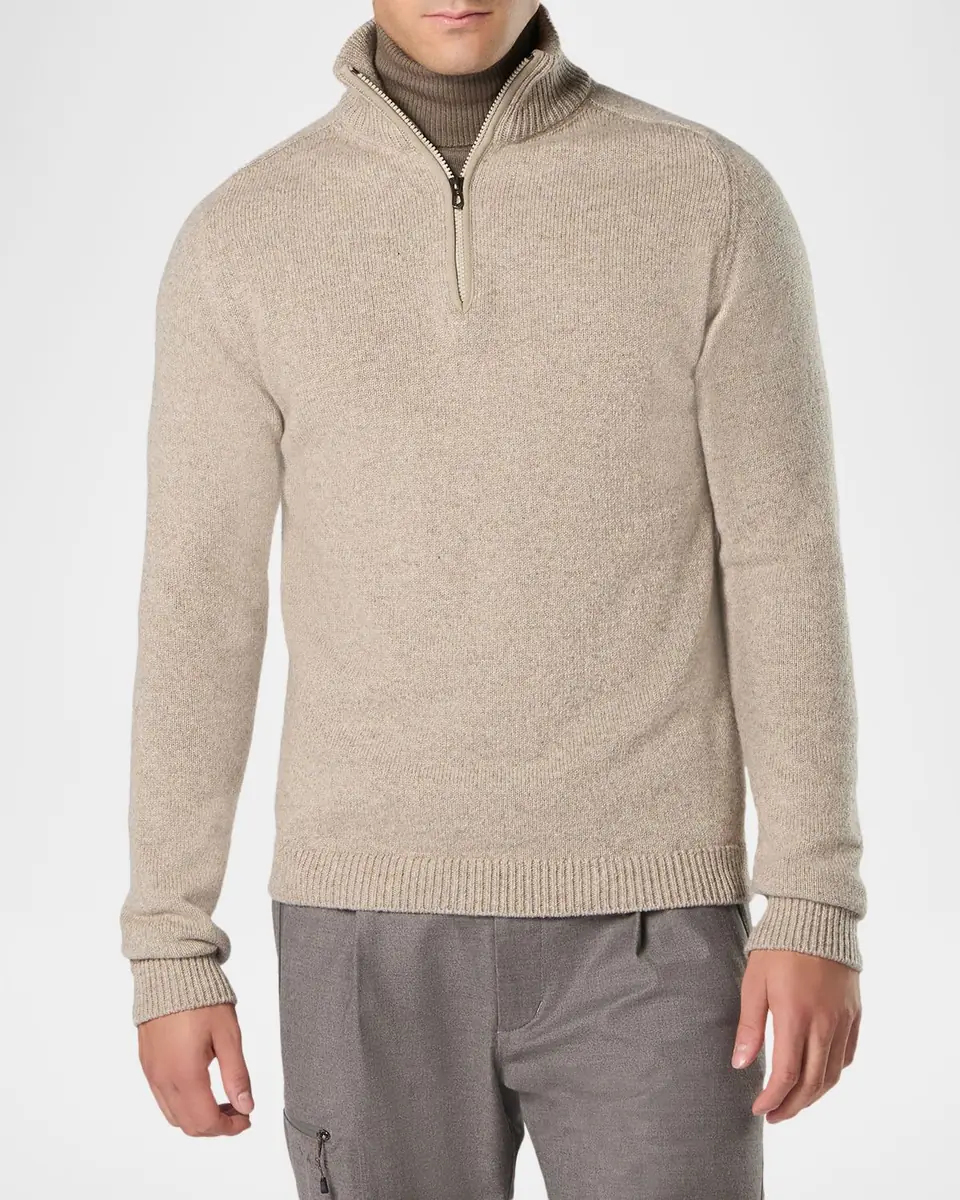 Sease Men's Cashmere Mouline Half-Zip Sweater | Thumbnail 3 Sease Men's Cashmere Mouline Half-Zip Sweater | Thumbnail 3