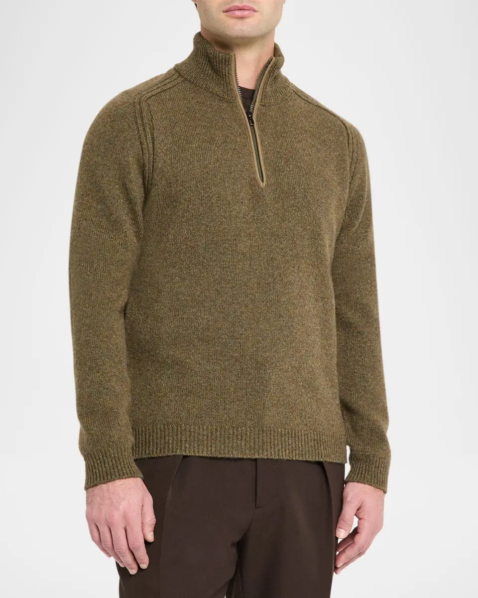 Sease Men's Cashmere Mouline Half-Zip Sweater | Thumbnail 4 Sease Men's Cashmere Mouline Half-Zip Sweater | Thumbnail 4