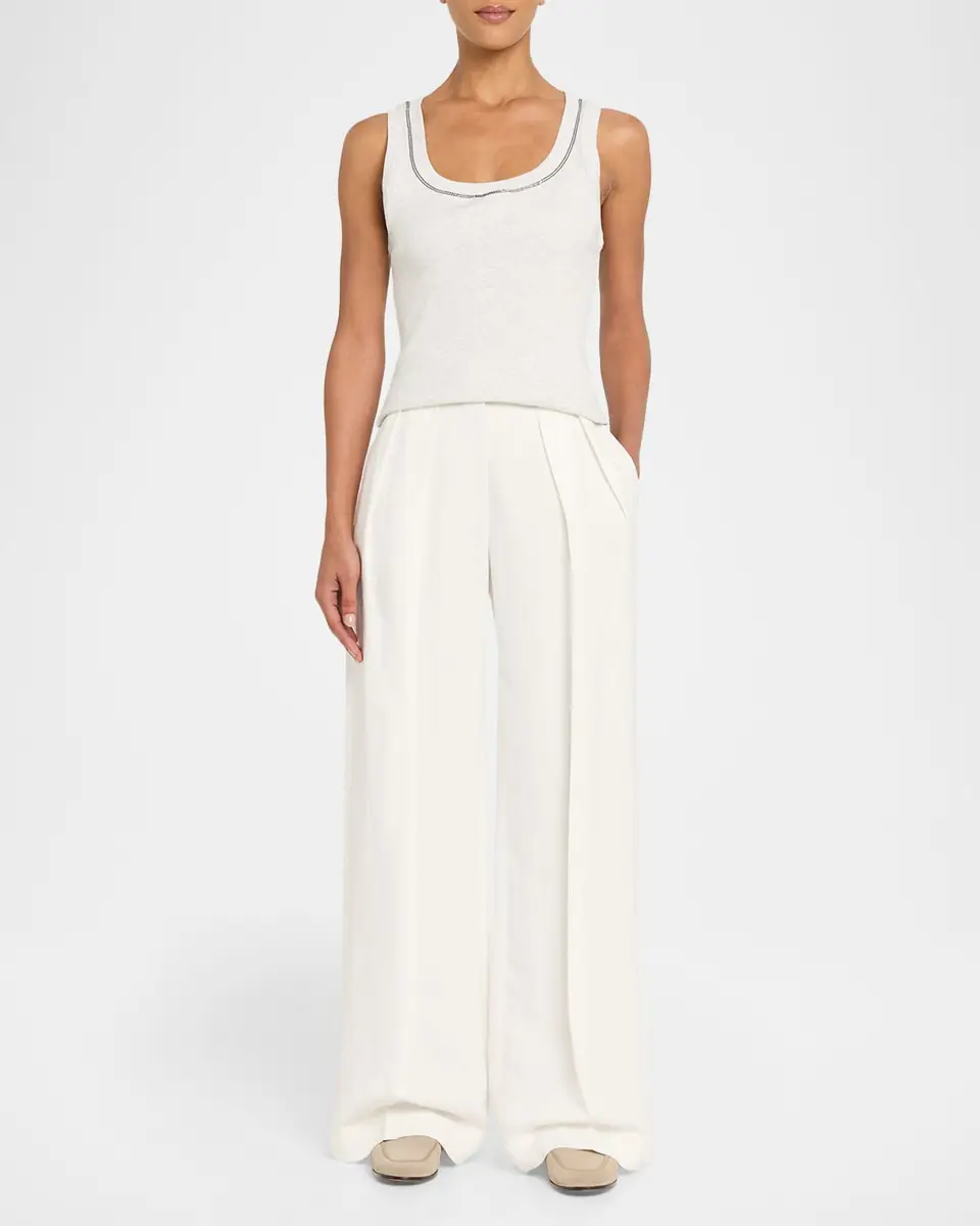 Brunello Cucinelli Monili Scoop-Neck Rib Tank Top | Thumbnail 2 Brunello Cucinelli Monili Scoop-Neck Rib Tank Top | Thumbnail 2
