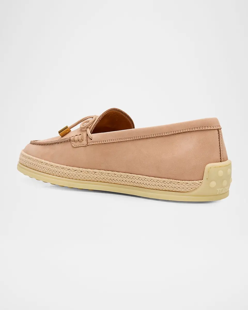 Tod's Nubuck Suede and Raffia Loafers | Thumbnail 2 Tod's Nubuck Suede and Raffia Loafers | Thumbnail 2