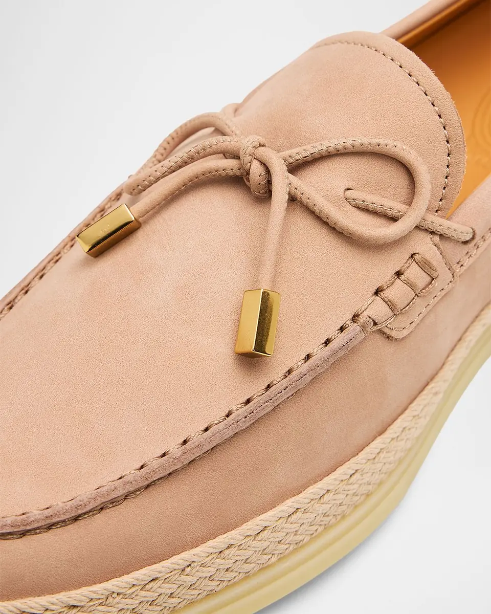 Tod's Nubuck Suede and Raffia Loafers | Thumbnail 3 Tod's Nubuck Suede and Raffia Loafers | Thumbnail 3