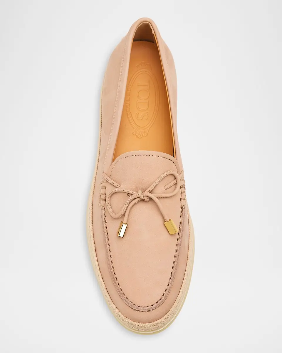 Tod's Nubuck Suede and Raffia Loafers | Thumbnail 4 Tod's Nubuck Suede and Raffia Loafers | Thumbnail 4