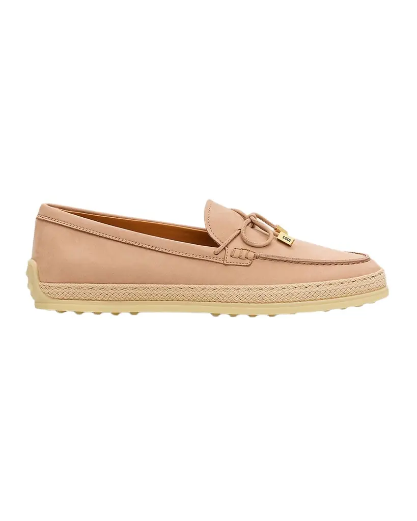 Tod's Nubuck Suede and Raffia Loafers | Image 1 Tod's Nubuck Suede and Raffia Loafers | Image 1
