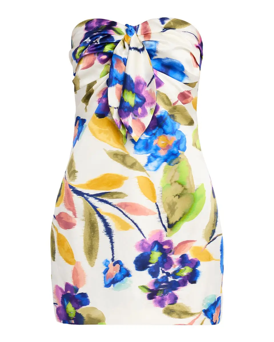 Ramy Brook Orion Strapless Tie-Front Satin Mini Dress | Thumbnail 6