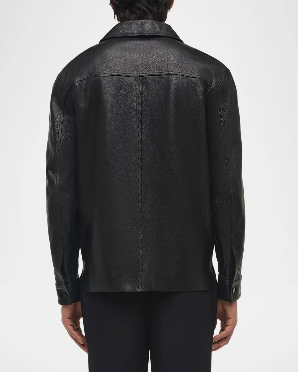 Simkhai Men's Gibson Leather Shirt Jacket | Thumbnail 2 Simkhai Men's Gibson Leather Shirt Jacket | Thumbnail 2