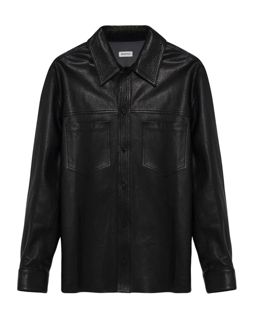 Simkhai Men's Gibson Leather Shirt Jacket | Image 1 Simkhai Men's Gibson Leather Shirt Jacket | Image 1