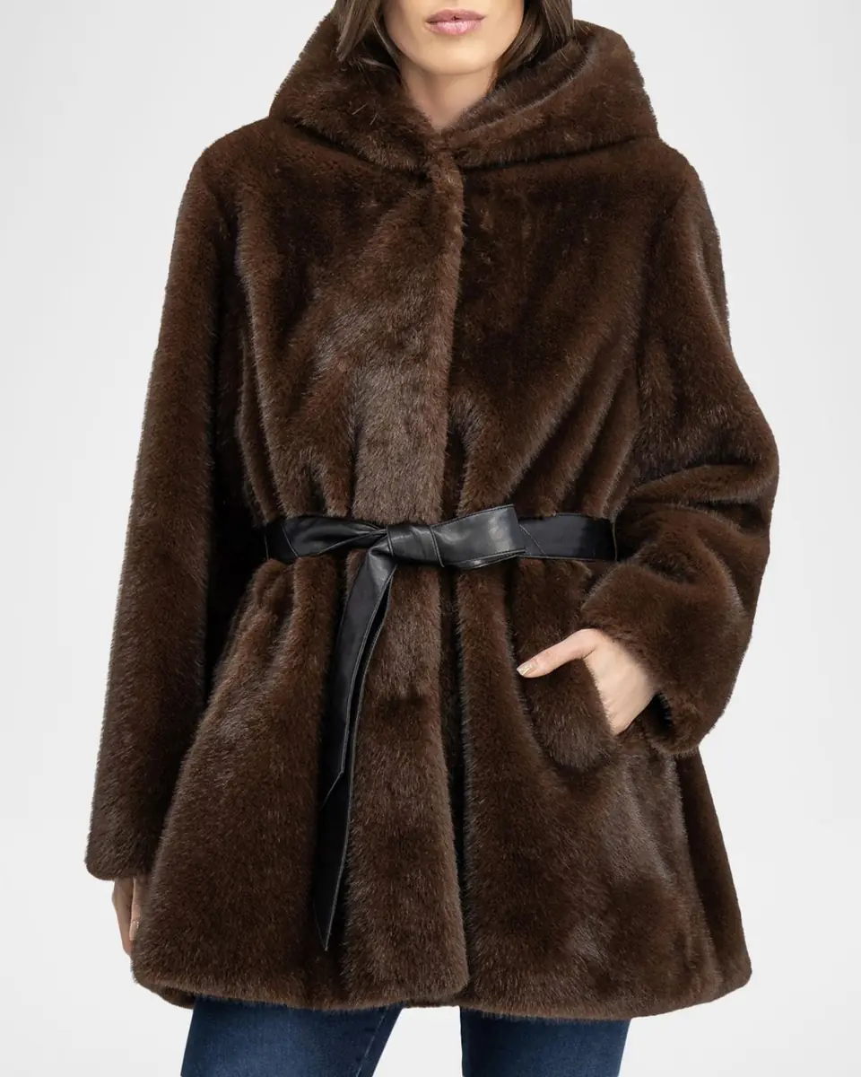 Lyla Grant Fur-Free Faux Mink Hooded Coat | Thumbnail 3