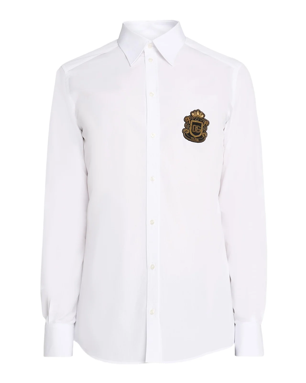 Dolce & Gabbana Men's Cotton Heraldic-Patch Button-Down Shirt
