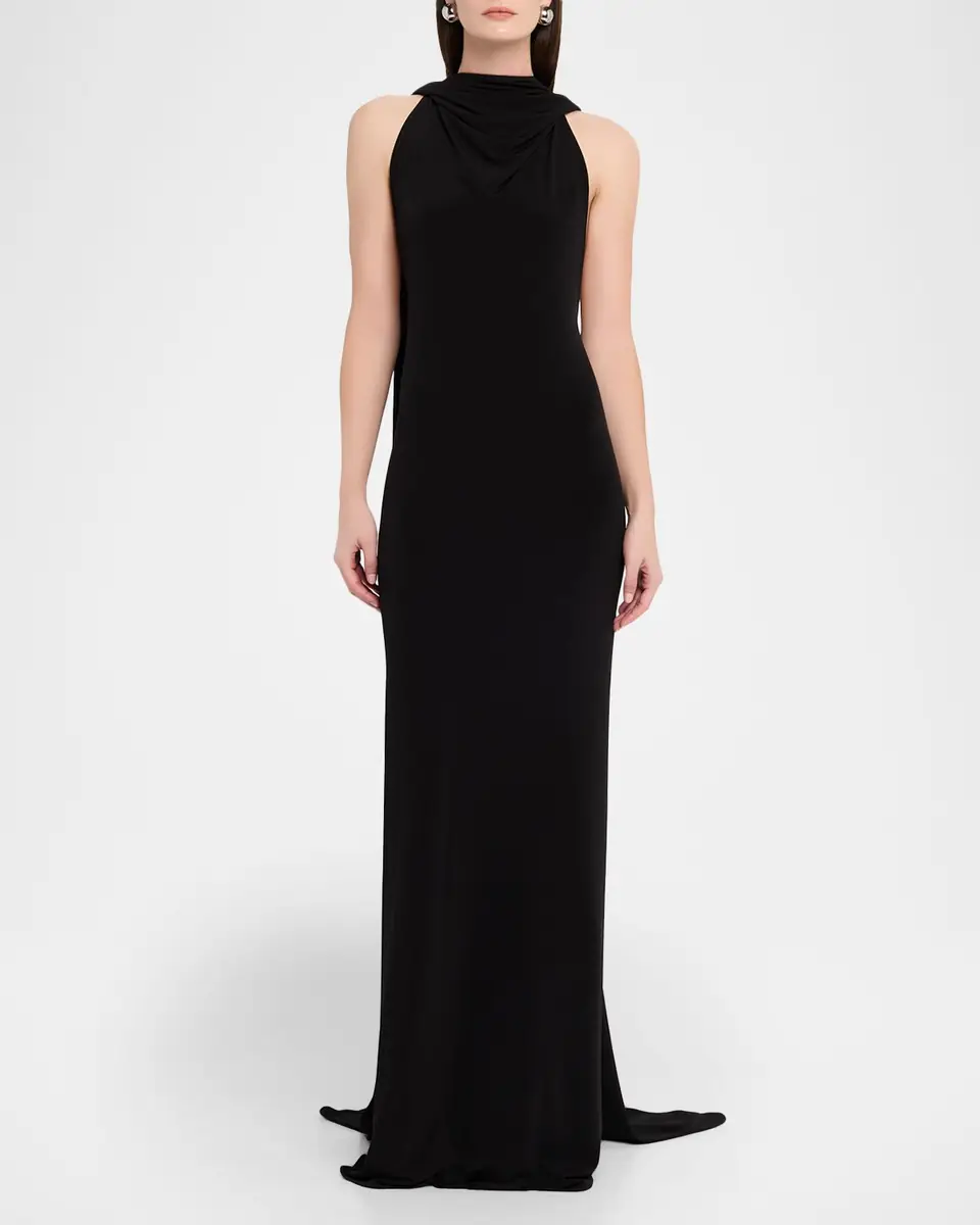 Brandon Maxwell Presley High-Neck Sleeveless Cape Gown | Thumbnail 2 Brandon Maxwell Presley High-Neck Sleeveless Cape Gown | Thumbnail 2